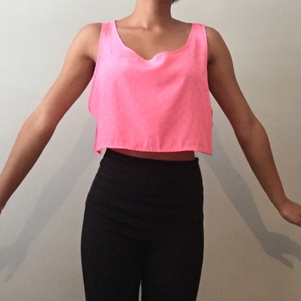 American Apparel Pink Polka Dot Crop Top